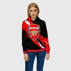 Толстовка-худи женская Arsenal абстракция полосы, цвет: 3D-красный — фото 2