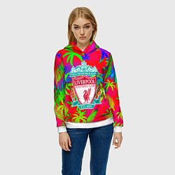 Толстовка-худи женская Liverpool тропический неон, цвет: 3D-белый — фото 2