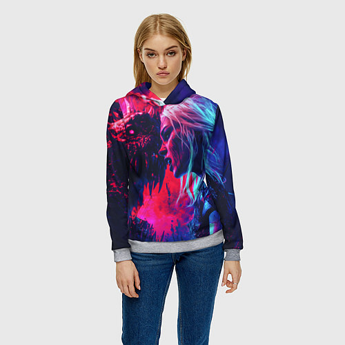 Женская толстовка Цири и чудовище / 3D-Меланж – фото 3