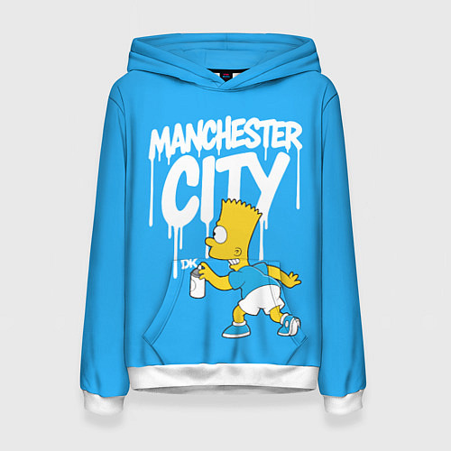 Женская толстовка Граффити Манчестер Сити и Барт Симпсон / 3D-Белый – фото 1