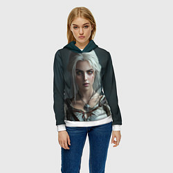 Толстовка-худи женская Цири с янтарными глазами, цвет: 3D-белый — фото 2