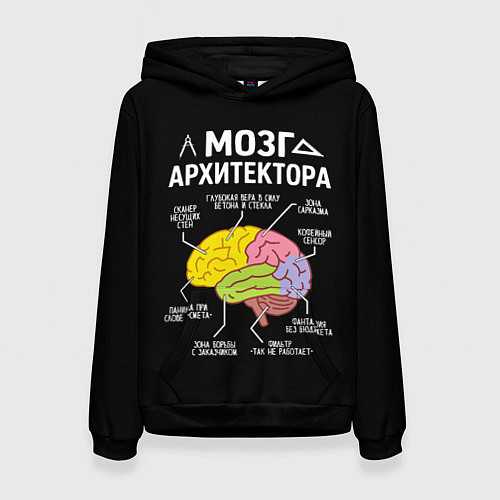 Женская толстовка Мозг архитектора цветной / 3D-Черный – фото 1
