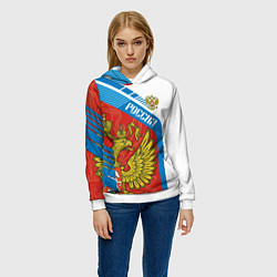 Толстовка-худи женская Герб России, цвет: 3D-белый — фото 2