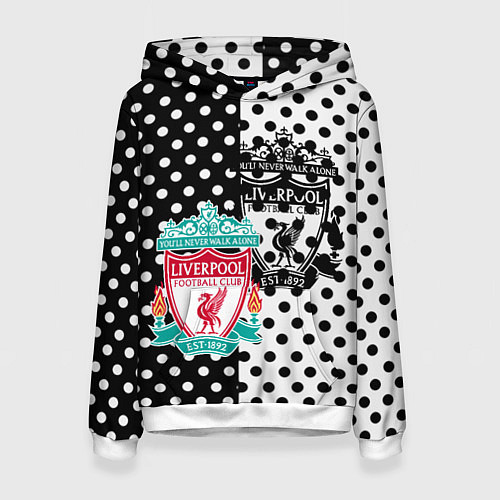 Женская толстовка Liverpool черно белые точки / 3D-Белый – фото 1