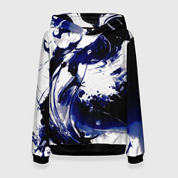 Толстовка-худи женская Чёрно-фиолетовый абстракция волна, цвет: 3D-черный