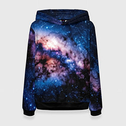 Толстовка-худи женская Фантастический космос звёзды и туманности, цвет: 3D-черный