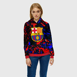 Толстовка-худи женская Барселона абстрактные краски, цвет: 3D-красный — фото 2