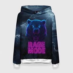 Толстовка-худи женская Rage mode злой медведь, цвет: 3D-белый