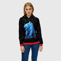 Толстовка-худи женская Медведь из кристаллов, цвет: 3D-красный — фото 2