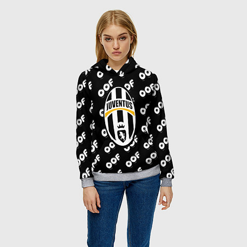 Женская толстовка Juventus off pattern / 3D-Меланж – фото 3