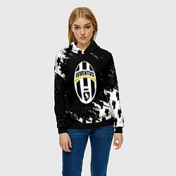 Толстовка-худи женская Ювентус пипл краски, цвет: 3D-черный — фото 2
