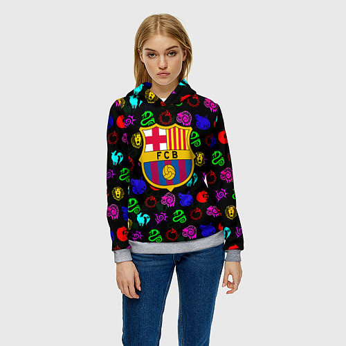 Женская толстовка Barcelona neon games logo / 3D-Меланж – фото 3