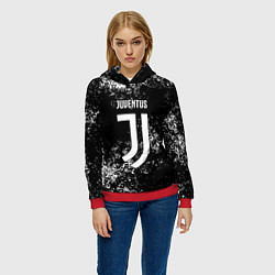 Толстовка-худи женская Ювентус брызги красок, цвет: 3D-красный — фото 2