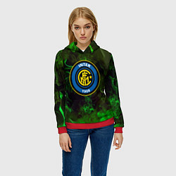Толстовка-худи женская Интер кислотный огонь, цвет: 3D-красный — фото 2
