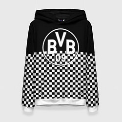 Толстовка-худи женская Borussia шахматная клетка, цвет: 3D-белый