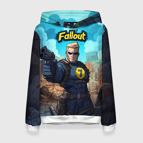 Женская толстовка Fallout смотритель с пистолетом / 3D-Белый – фото 1