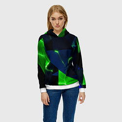 Толстовка-худи женская Neon tile green, цвет: 3D-белый — фото 2