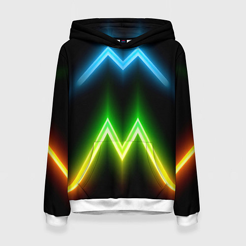 Женская толстовка Neon multicolored lines / 3D-Белый – фото 1