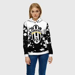 Толстовка-худи женская Juventus белые краски текстура, цвет: 3D-белый — фото 2