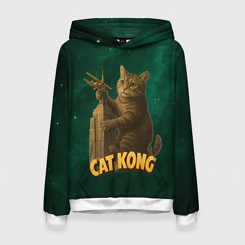 Женская толстовка Cat Cong пародия на Кинг Конг / 3D-Белый – фото 1