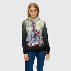 Толстовка-худи женская Halloween зомби, цвет: 3D-черный — фото 2