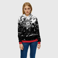 Толстовка-худи женская Bayern Mnchen черно белая бумага, цвет: 3D-красный — фото 2