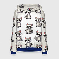 Толстовка-худи женская Много енотов, цвет: 3D-синий