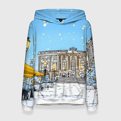 Толстовка-худи женская Новогодний день в Москве, цвет: 3D-белый