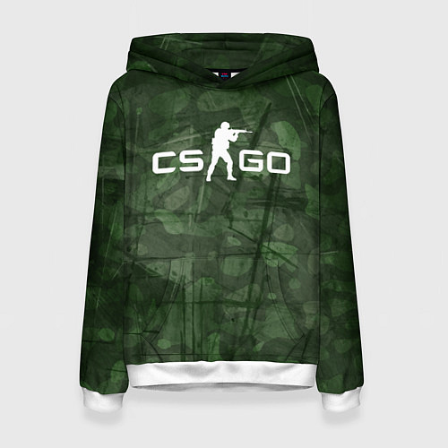 Женская толстовка Эмблема CS GO на камуфляжном фоне / 3D-Белый – фото 1