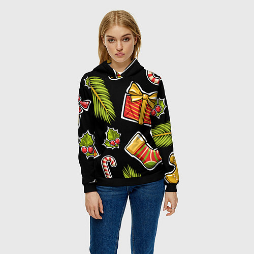 Женская толстовка Рождественский вайб / 3D-Черный – фото 3