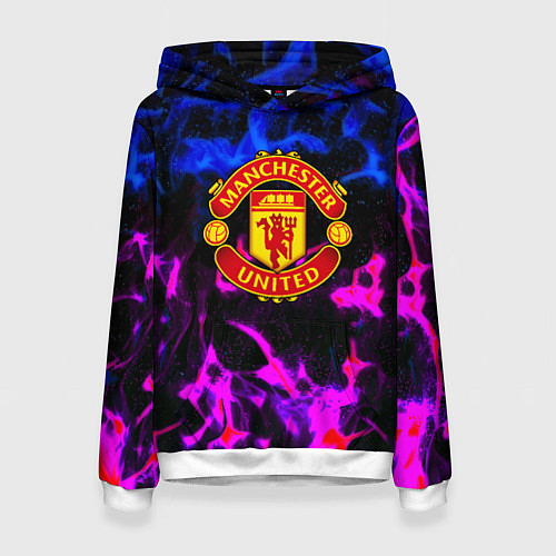 Женская толстовка Манчестер Юнайтед огонь неон / 3D-Белый – фото 1