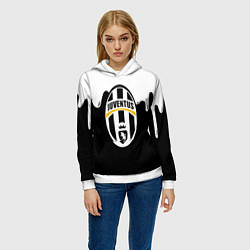 Толстовка-худи женская Juventus капли красок, цвет: 3D-белый — фото 2
