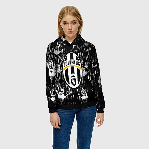 Женская толстовка Ювентус текстура руки краски / 3D-Черный – фото 3