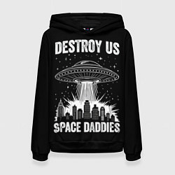 Толстовка-худи женская Нападение нло, цвет: 3D-черный