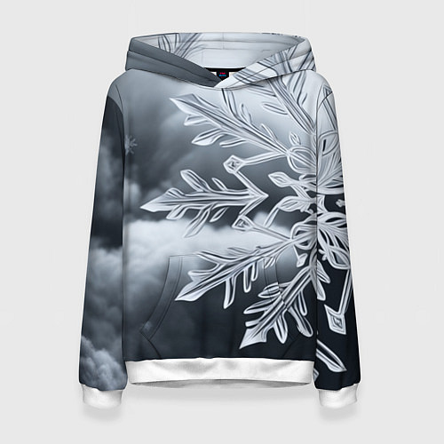 Женская толстовка Снежинка на черно белое / 3D-Белый – фото 1