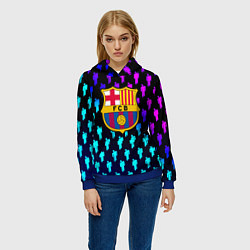 Толстовка-худи женская Barcelona люди градиент неон, цвет: 3D-синий — фото 2