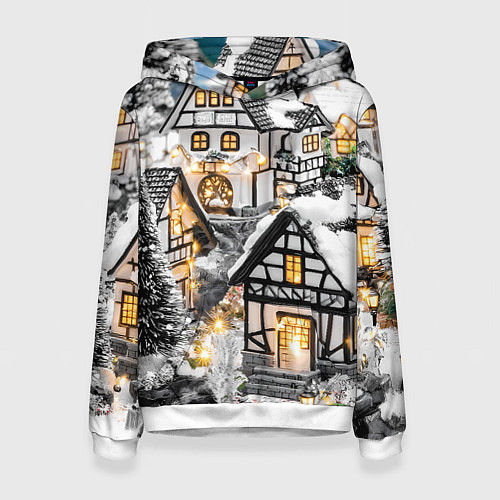Женская толстовка Объемные новогодние дома / 3D-Белый – фото 1