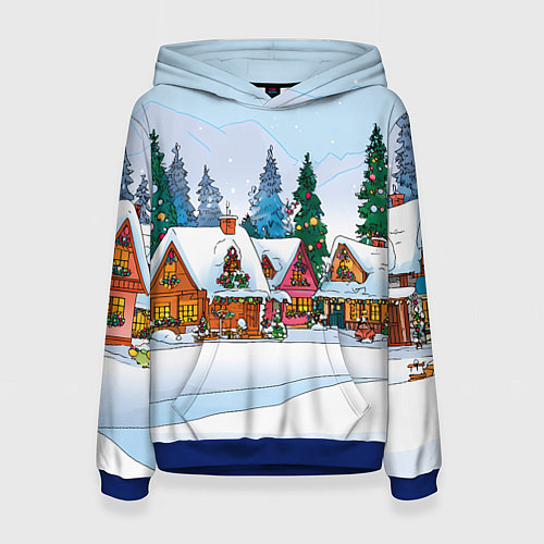 Женская толстовка Новогодник дворик / 3D-Синий – фото 1