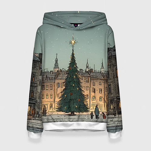 Женская толстовка Новогодняя елка во дворе / 3D-Белый – фото 1
