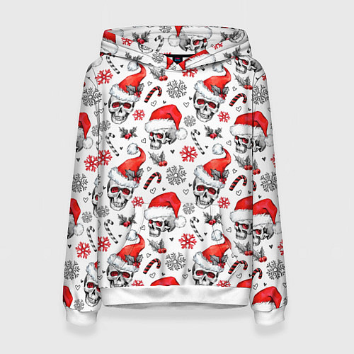 Женская толстовка Новогодние черепа / 3D-Белый – фото 1