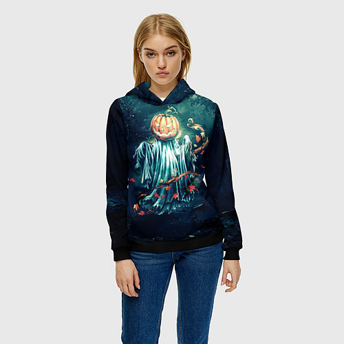 Женская толстовка Тыква призрак / 3D-Черный – фото 3