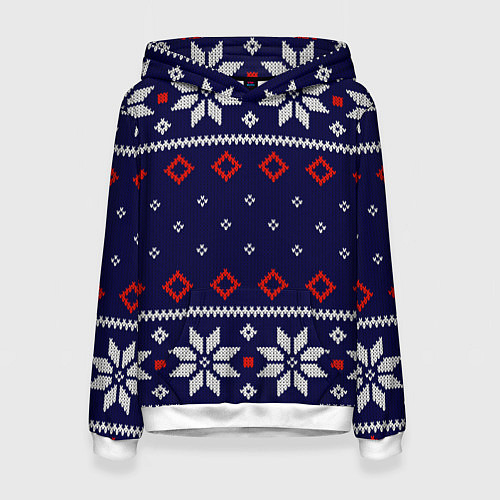 Женская толстовка Вязаный новогодний узор / 3D-Белый – фото 1