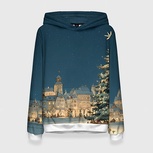 Женская толстовка Новогодняя атмосфера в городе / 3D-Белый – фото 1