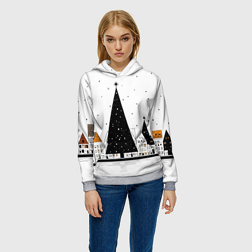 Женская толстовка Новый год - минимализм / 3D-Меланж – фото 3