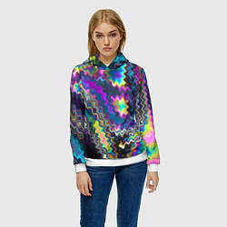 Толстовка-худи женская Абстракция переливы, цвет: 3D-белый — фото 2