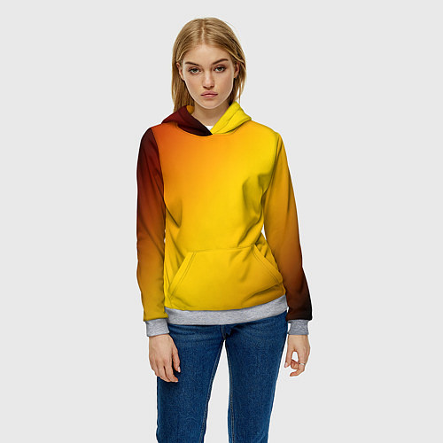 Женская толстовка Color yellow red gradient / 3D-Меланж – фото 3
