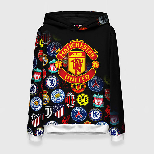 Женская толстовка Манчестер логотипы команд / 3D-Белый – фото 1