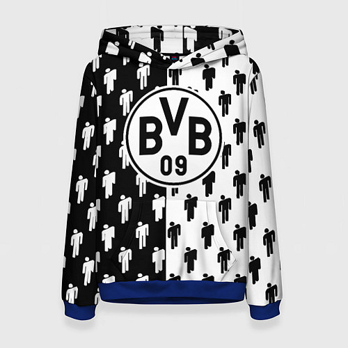 Женская толстовка Borussia черно белые люди / 3D-Синий – фото 1