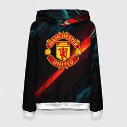 Толстовка-худи женская Манчестер Юнайтед абстракция, цвет: 3D-белый