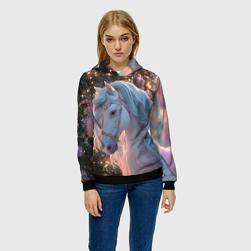 Женская толстовка Лошадь символ 2026 года / 3D-Черный – фото 3